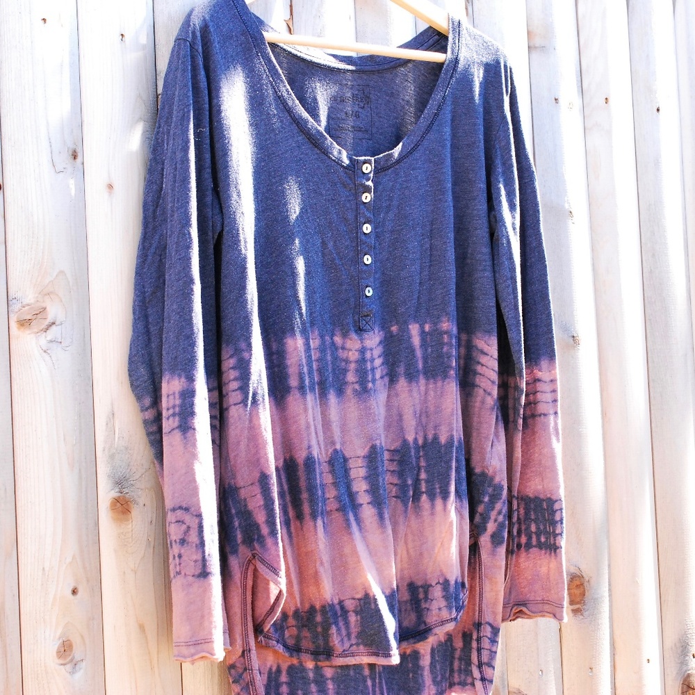 Free People Long Sleeve Tie Dye Shrt Large L